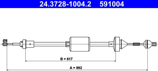 ATE 24.3728-1004.2 - Cablu ambreiaj aaoparts.ro