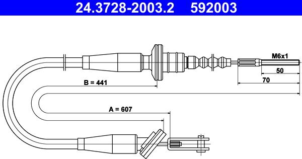 ATE 24.3728-2003.2 - Cablu ambreiaj aaoparts.ro