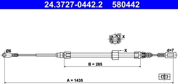 ATE 24.3727-0442.2 - Cablu, frana de parcare aaoparts.ro