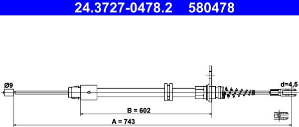 ATE 24.3727-0478.2 - Cablu, frana de parcare aaoparts.ro