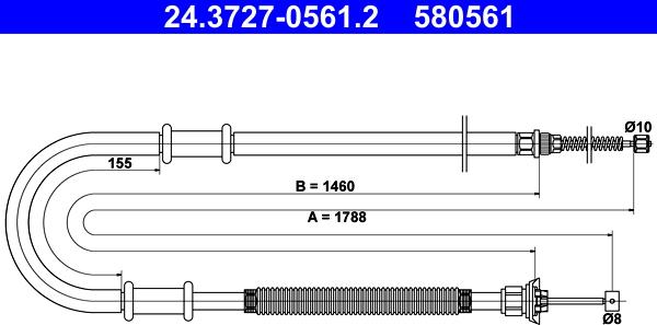 ATE 24.3727-0561.2 - Cablu, frana de parcare aaoparts.ro