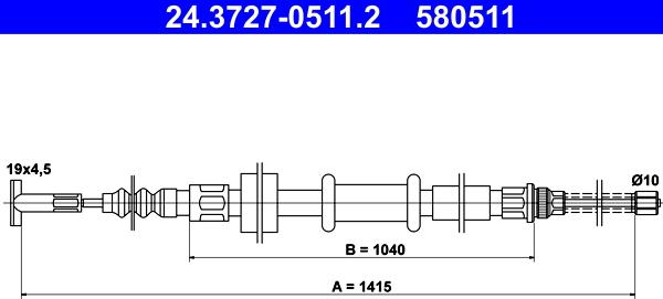 ATE 24.3727-0511.2 - Cablu, frana de parcare aaoparts.ro