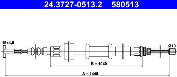 ATE 24.3727-0513.2 - Cablu, frana de parcare aaoparts.ro