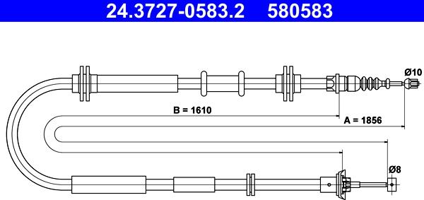 ATE 24.3727-0583.2 - Cablu, frana de parcare aaoparts.ro