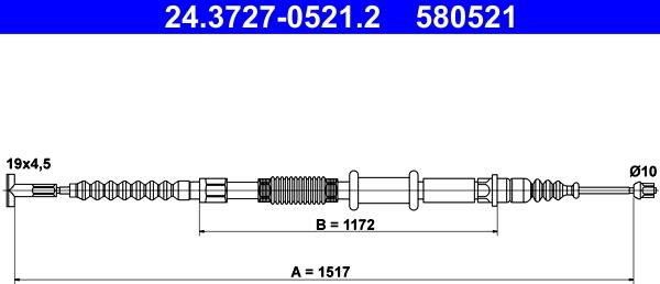 ATE 24.3727-0521.2 - Cablu, frana de parcare aaoparts.ro