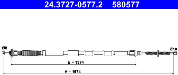 ATE 24.3727-0577.2 - Cablu, frana de parcare aaoparts.ro