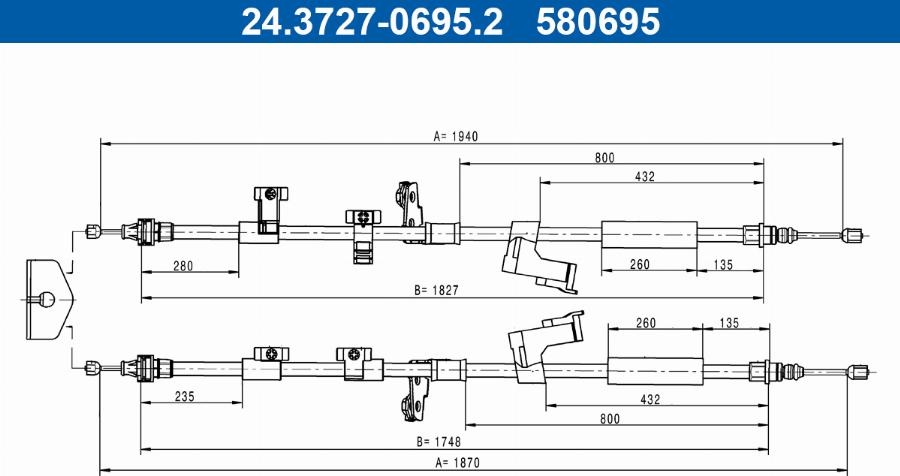 ATE 24.3727-0695.2 - Cablu, frana de parcare aaoparts.ro