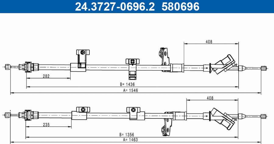 ATE 24.3727-0696.2 - Cablu, frana de parcare aaoparts.ro