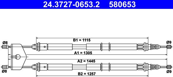 ATE 24.3727-0653.2 - Cablu, frana de parcare aaoparts.ro