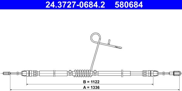 ATE 24.3727-0684.2 - Cablu, frana de parcare aaoparts.ro