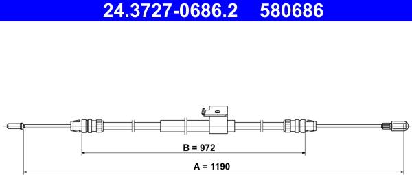 ATE 24.3727-0686.2 - Cablu, frana de parcare aaoparts.ro