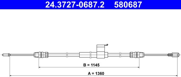 ATE 24.3727-0687.2 - Cablu, frana de parcare aaoparts.ro