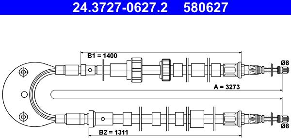 ATE 24.3727-0627.2 - Cablu, frana de parcare aaoparts.ro
