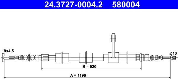 ATE 24.3727-0004.2 - Cablu, frana de parcare aaoparts.ro