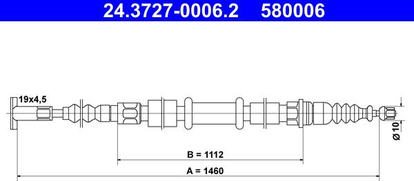 ATE 24.3727-0006.2 - Cablu, frana de parcare aaoparts.ro