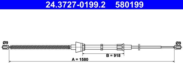 ATE 24.3727-0199.2 - Cablu, frana de parcare aaoparts.ro