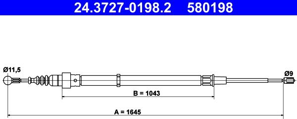 ATE 24.3727-0198.2 - Cablu, frana de parcare aaoparts.ro