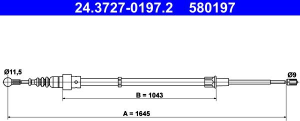 ATE 24.3727-0197.2 - Cablu, frana de parcare aaoparts.ro