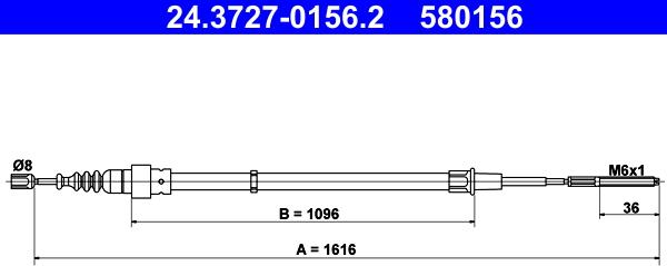 ATE 24.3727-0156.2 - Cablu, frana de parcare aaoparts.ro