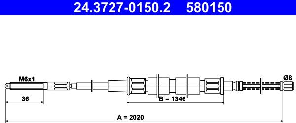 ATE 24.3727-0150.2 - Cablu, frana de parcare aaoparts.ro