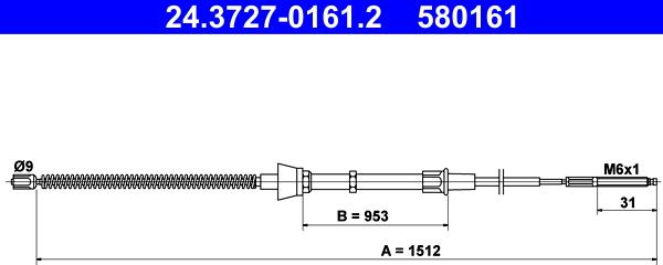 ATE 24.3727-0161.2 - Cablu, frana de parcare aaoparts.ro