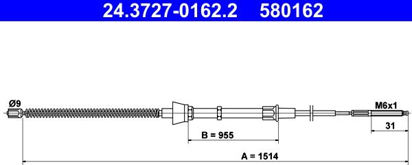 ATE 24.3727-0162.2 - Cablu, frana de parcare aaoparts.ro