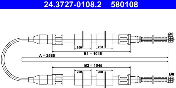 ATE 24.3727-0108.2 - Cablu, frana de parcare aaoparts.ro
