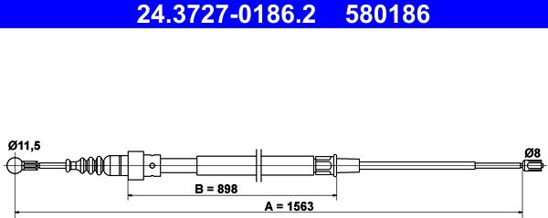 ATE 24.3727-0186.2 - Cablu, frana de parcare aaoparts.ro