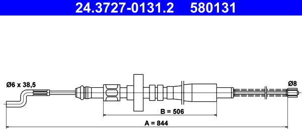 ATE 24.3727-0131.2 - Cablu, frana de parcare aaoparts.ro