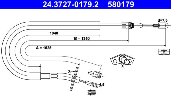 ATE 24.3727-0179.2 - Cablu, frana de parcare aaoparts.ro