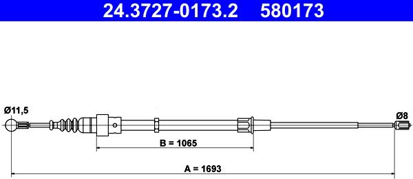 ATE 24.3727-0173.2 - Cablu, frana de parcare aaoparts.ro