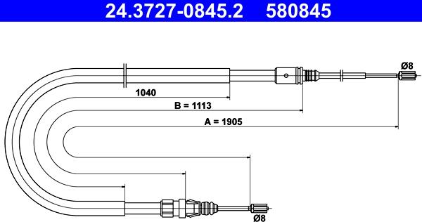 ATE 24.3727-0845.2 - Cablu, frana de parcare aaoparts.ro