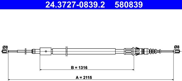 ATE 24.3727-0839.2 - Cablu, frana de parcare aaoparts.ro