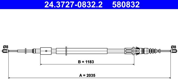 ATE 24.3727-0832.2 - Cablu, frana de parcare aaoparts.ro