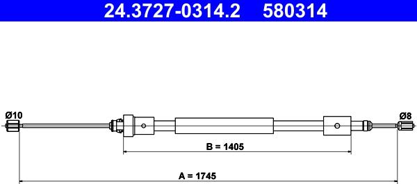 ATE 24.3727-0314.2 - Cablu, frana de parcare aaoparts.ro