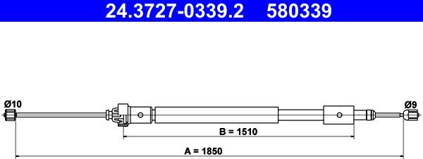 ATE 24.3727-0339.2 - Cablu, frana de parcare aaoparts.ro