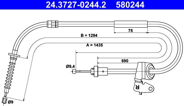 ATE 24.3727-0244.2 - Cablu, frana de parcare aaoparts.ro