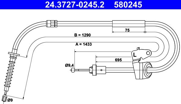 ATE 24.3727-0245.2 - Cablu, frana de parcare aaoparts.ro