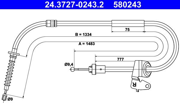 ATE 24.3727-0243.2 - Cablu, frana de parcare aaoparts.ro