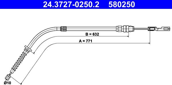 ATE 24.3727-0250.2 - Cablu, frana de parcare aaoparts.ro