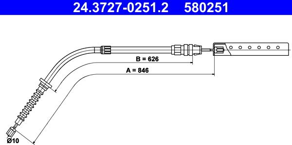ATE 24.3727-0251.2 - Cablu, frana de parcare aaoparts.ro
