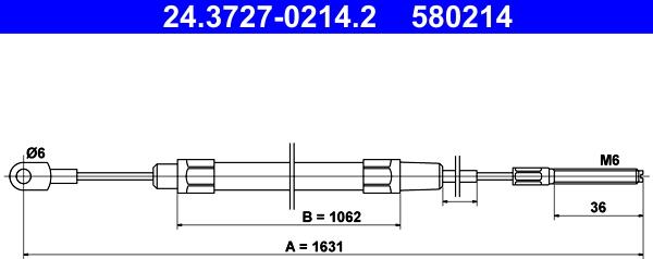 ATE 24.3727-0214.2 - Cablu, frana de parcare aaoparts.ro