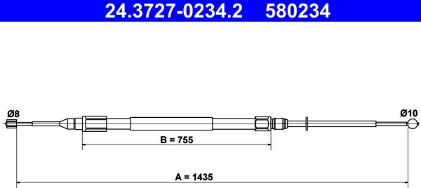 ATE 24.3727-0234.2 - Cablu, frana de parcare aaoparts.ro