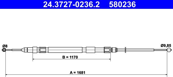 ATE 24.3727-0236.2 - Cablu, frana de parcare aaoparts.ro