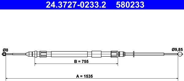 ATE 24.3727-0233.2 - Cablu, frana de parcare aaoparts.ro