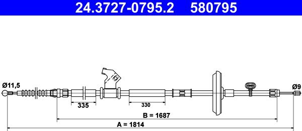 ATE 24.3727-0795.2 - Cablu, frana de parcare aaoparts.ro