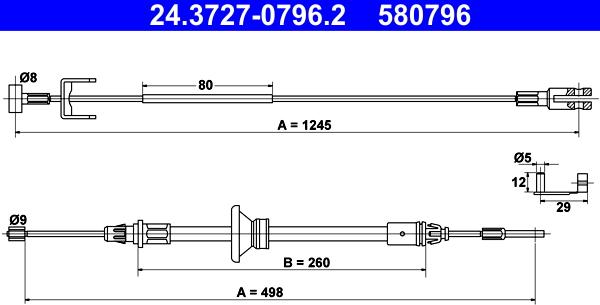 ATE 24.3727-0796.2 - Cablu, frana de parcare aaoparts.ro