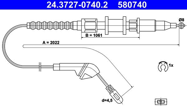 ATE 24.3727-0740.2 - Cablu, frana de parcare aaoparts.ro