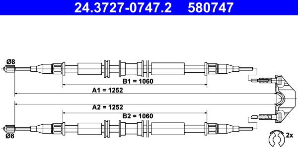 ATE 24.3727-0747.2 - Cablu, frana de parcare aaoparts.ro