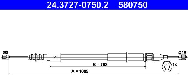 ATE 24.3727-0750.2 - Cablu, frana de parcare aaoparts.ro